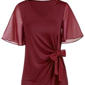 Chiffon shirt with tie, women size 4